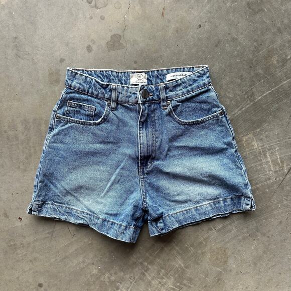 Cotton On Pants - 91 Cotton On High Flaskback Shorts Women's Size 4 Blue Denim Jeans 5 Pocket